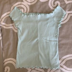 Light blue off the shoulder top